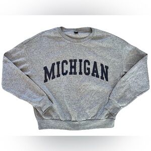 Michigan Crew Neck Sweatshirt Size Small Gray Blue Lettering Soft